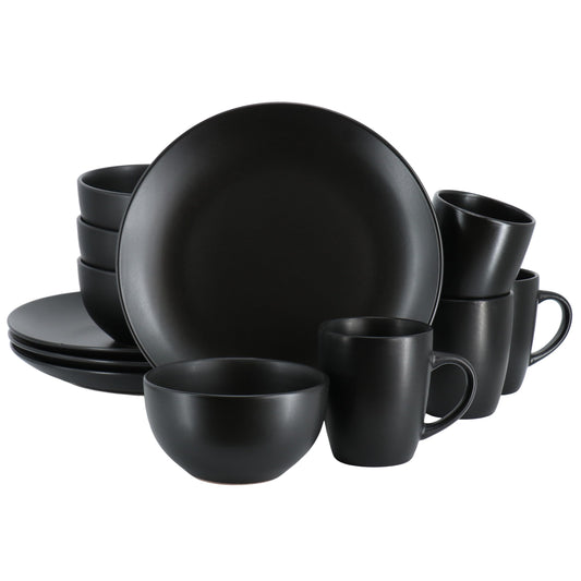 Gibson Home Everyday Plus 12-Piece Dinnerware Set Black