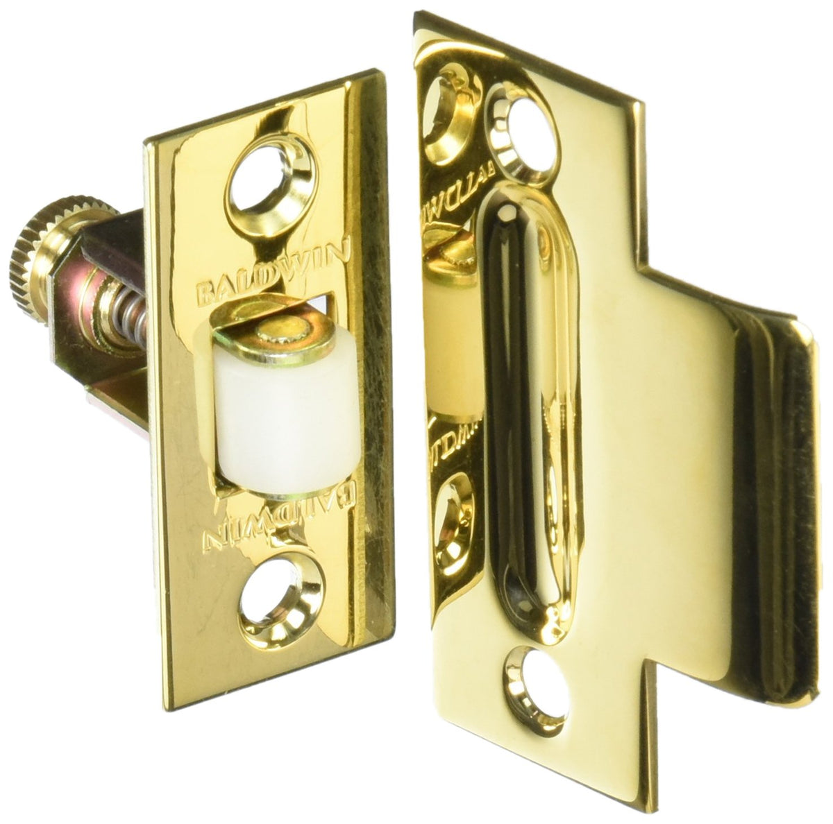 Baldwin 0440031 Adjustable Roller Catch, Bright Brass