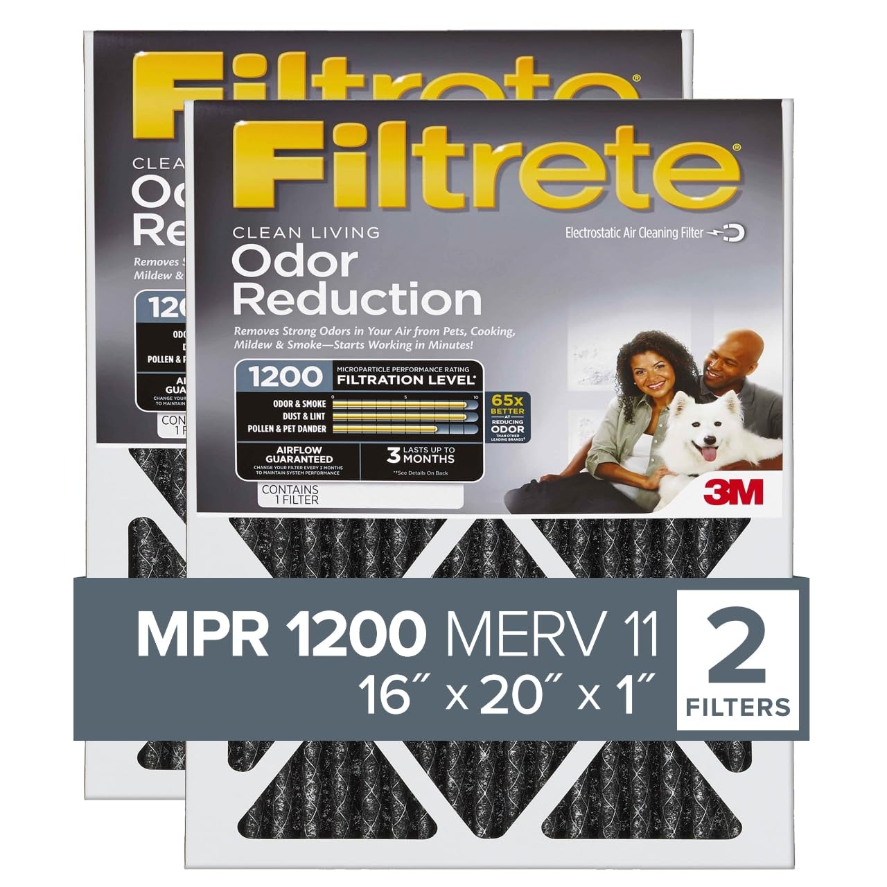 3M Filtrete 16x20x1 Air Filter MPR 1200 MERV 11, 2-Pack