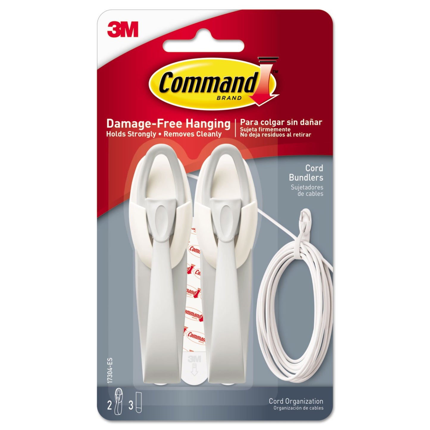 3M Command Cord Bundlers 17304, 2 Hooks, Medium