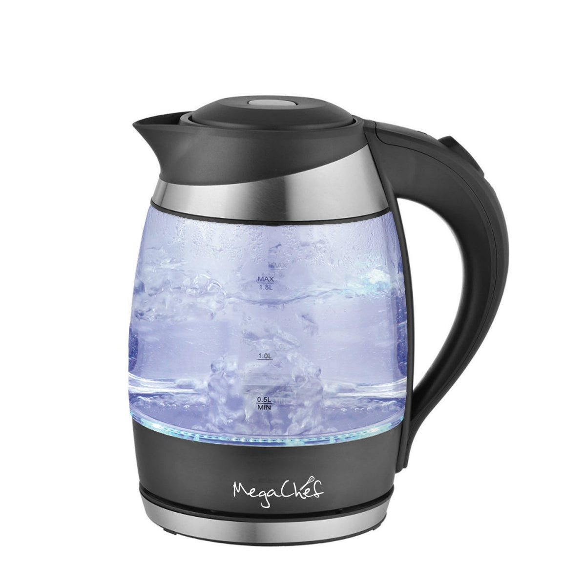 MegaChef Glass & Stainless Steel Electric Tea Kettle 1.8L