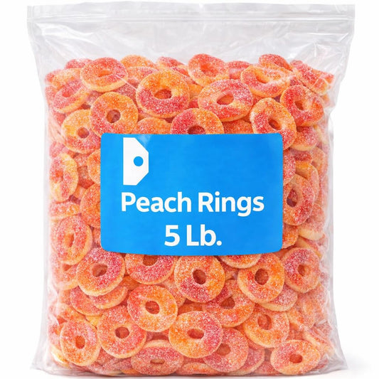 Sunrise Gummy Peach Rings 5 lb Bag 6-Pack