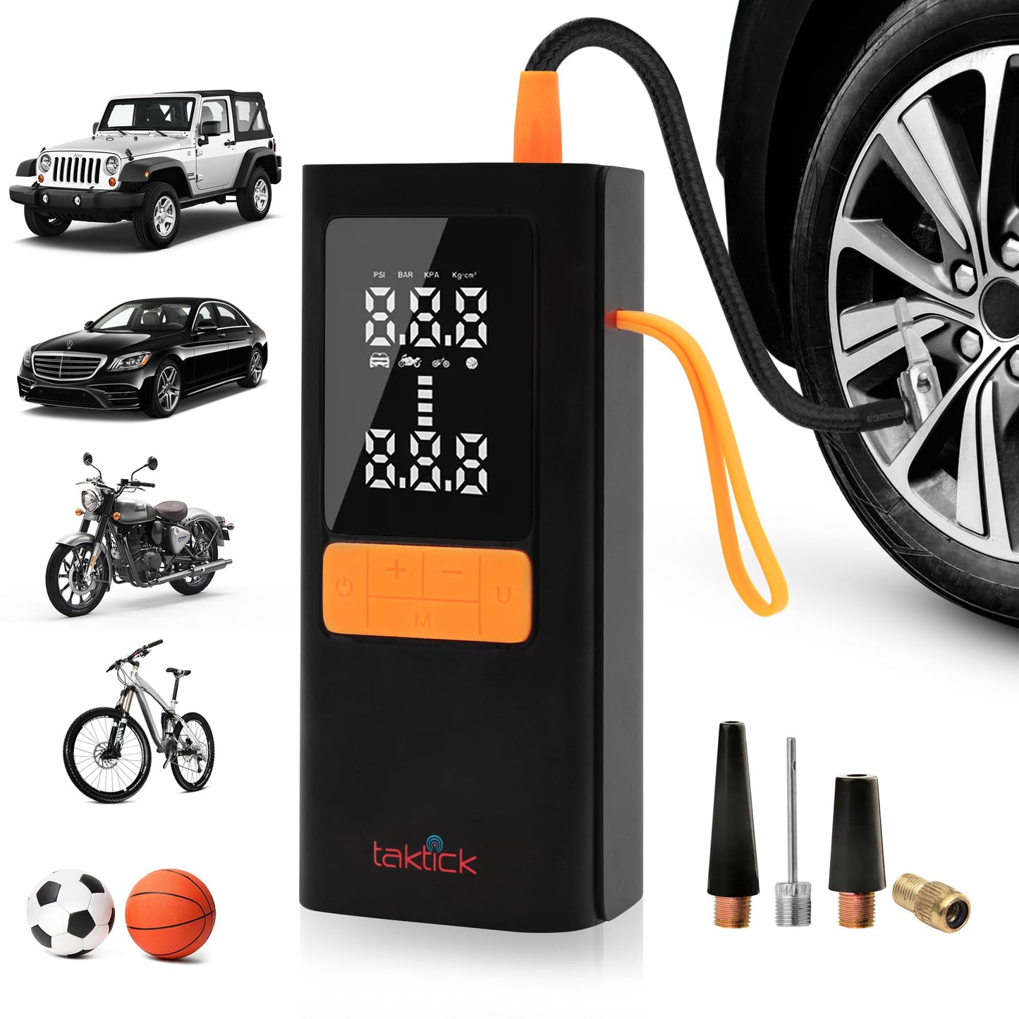 Portable Air Compressor For Tires, Ideal Portable Tire Inflator for Roadside Assistance, Home Use, and Emergency Situations, Multi Use Air Pump for Car Tires, Bikes, Inflatables and More