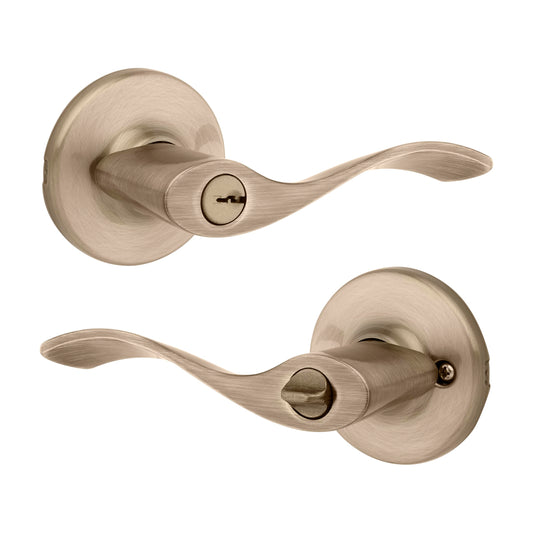 Kwikset Balboa Entry Door Handle Antique Brass
