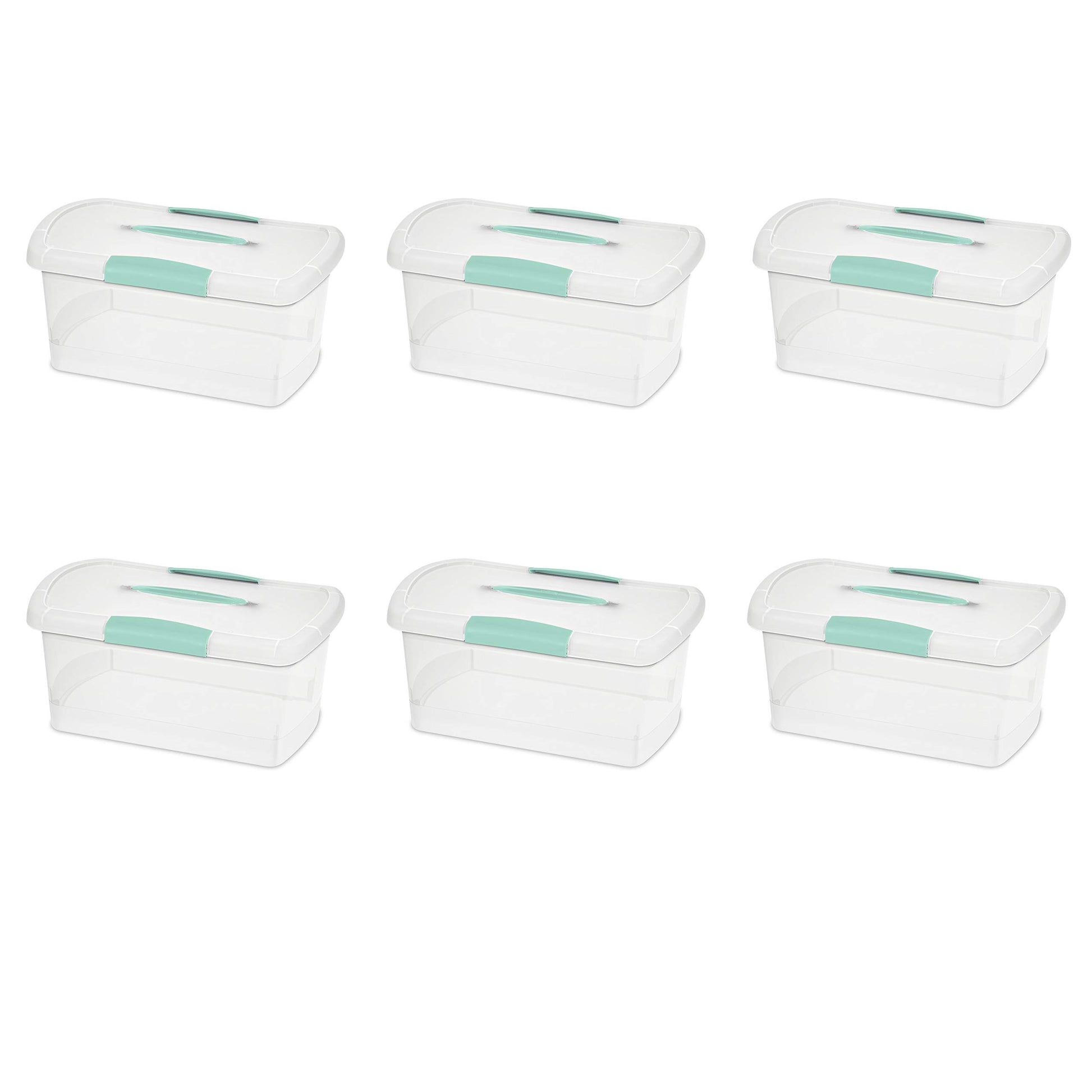 Sterilite 6 Pack Stackable Storage Bin with Latch Lid, Medium Nesting ShowOffs, Clear