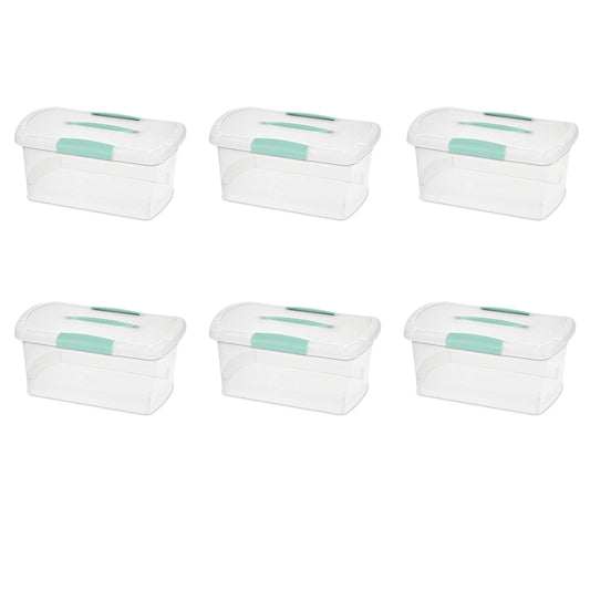 Sterilite 6 Pack Stackable Storage Bin with Latch Lid, Medium Nesting ShowOffs, Clear