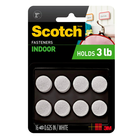 3M Scotch Hook and Loop Fasteners 5/8 in Circles 16 Sets White