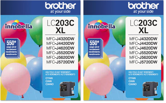 Brother LC203C High Yield Cyan Ink Cartridge 2-Pack