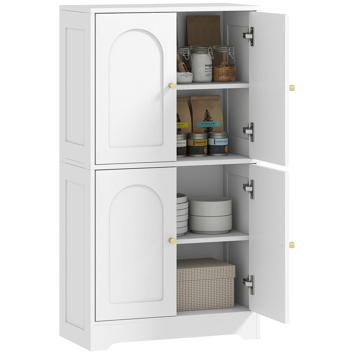 HOMCOM 43" Modern 4-Tier Kitchen Pantry Cabinet