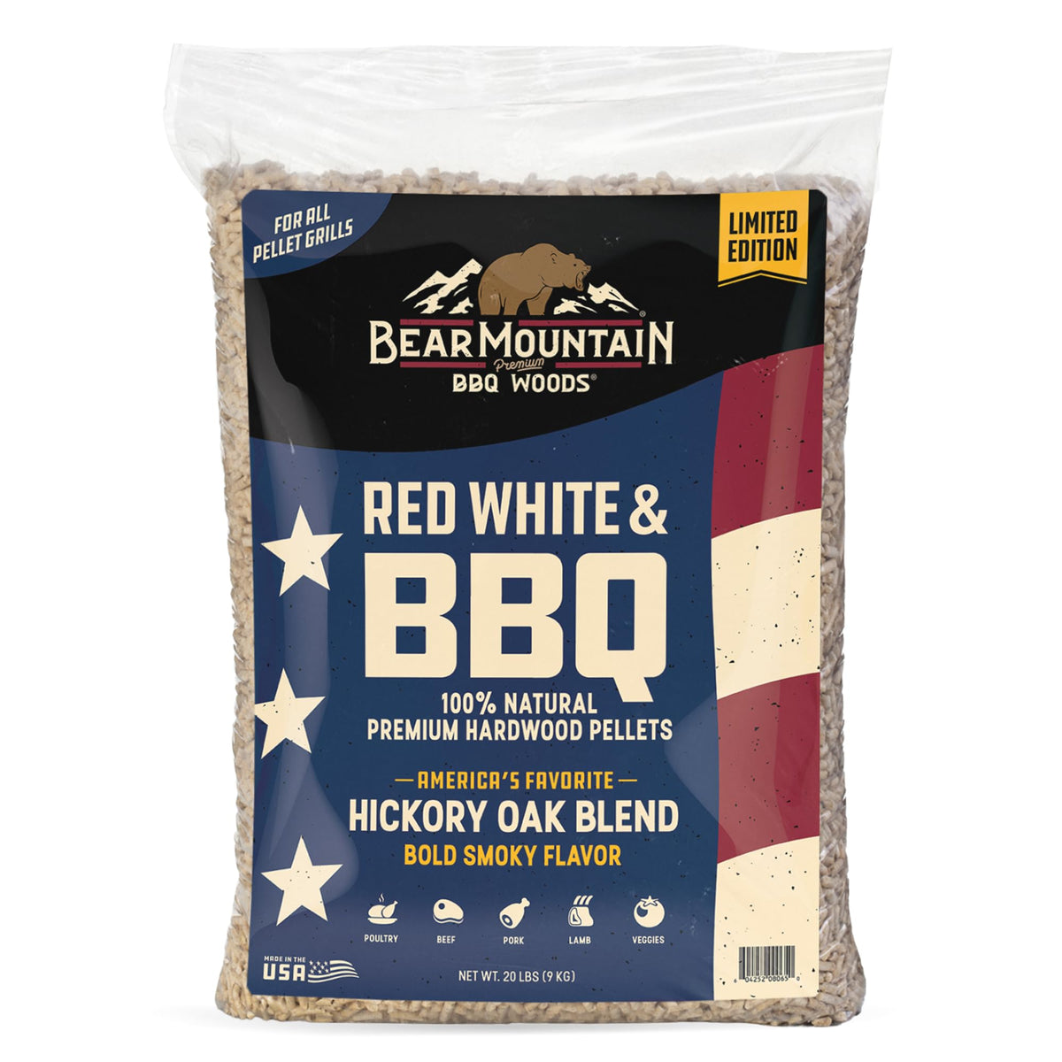 Bear Mountain BBQ Red White & BBQ Wood Pellets 20 lb
