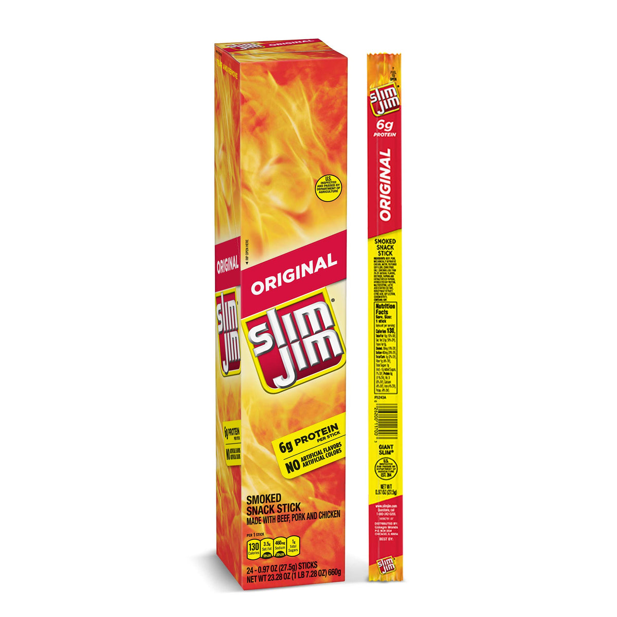 Slim Jim Giant Smoked Meat Sticks Original 0.97 oz 24-Pack