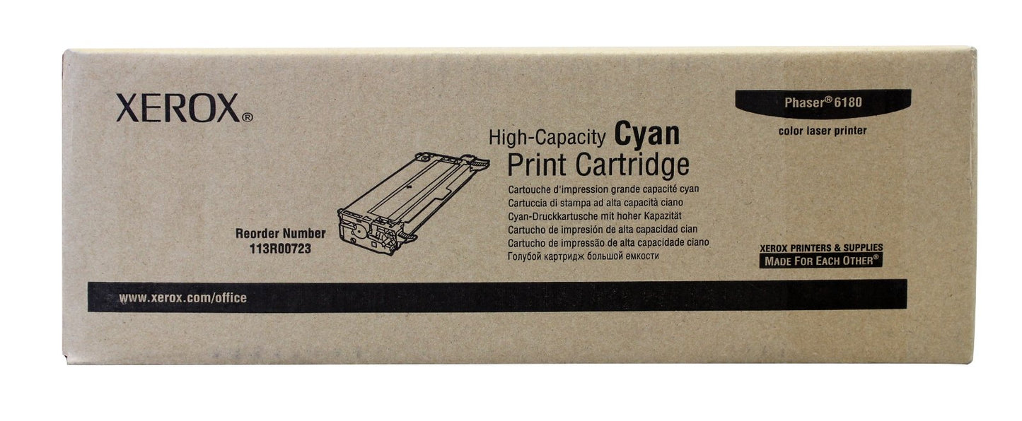 Xerox Phaser 6180/6180MFP Cyan High Capacity Toner Cartridge (6,000 Pages) - 113R00723