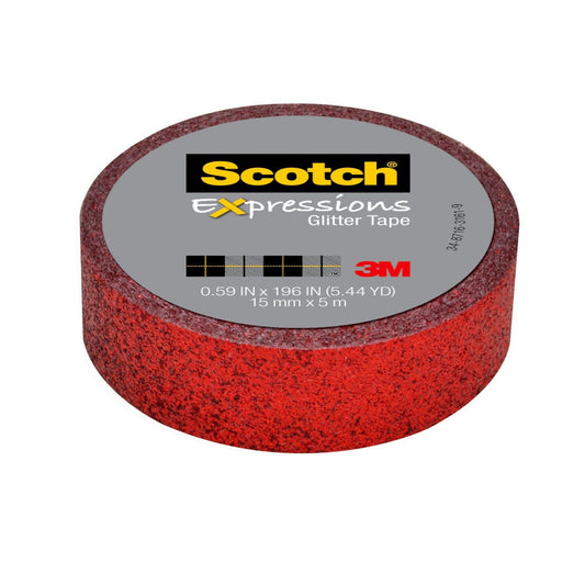 3M Scotch Expressions Glitter Tape Red 0.59" x 196" 6 Rolls
