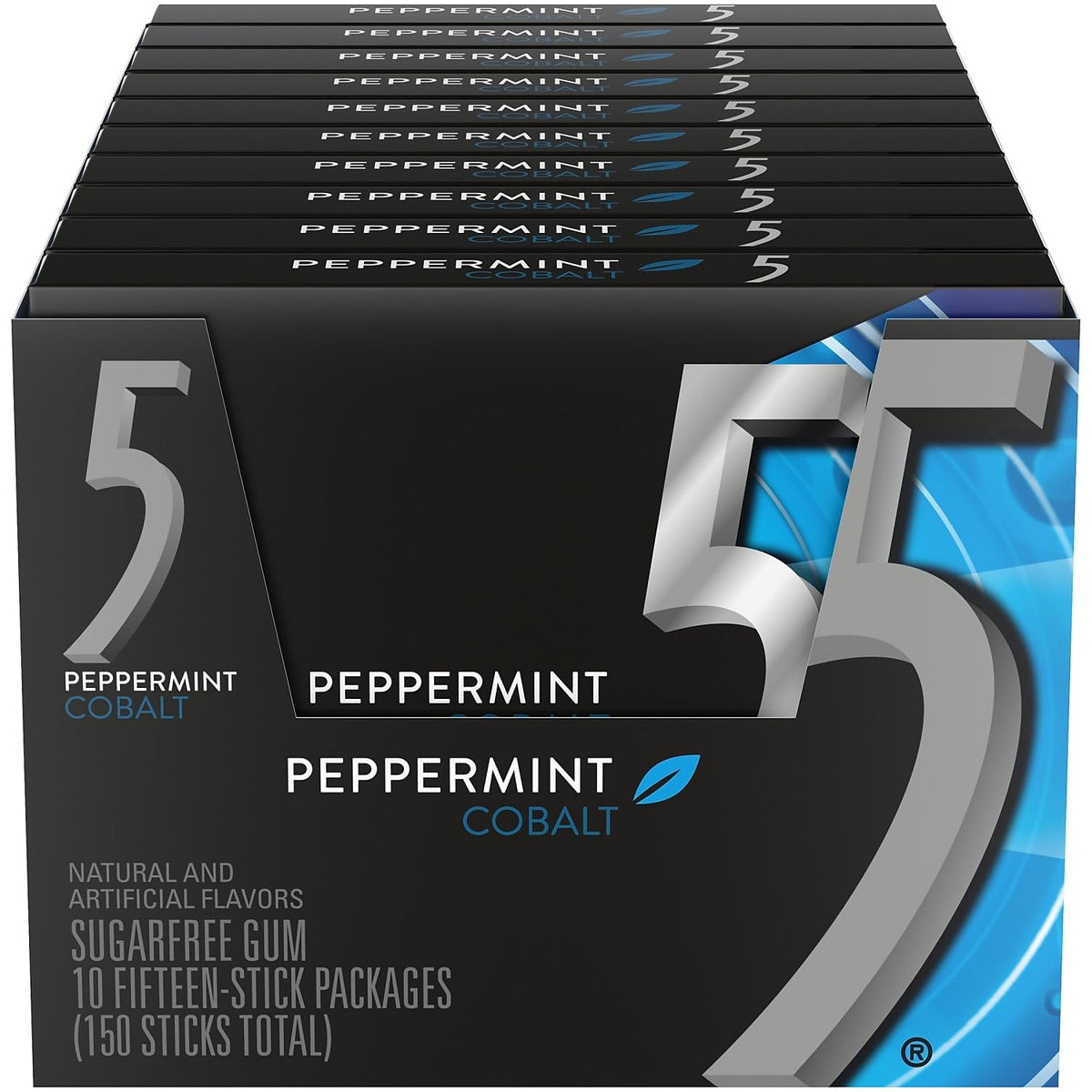 Wrigley 5 Gum Peppermint Cobalt 15 Sticks Pack of 10