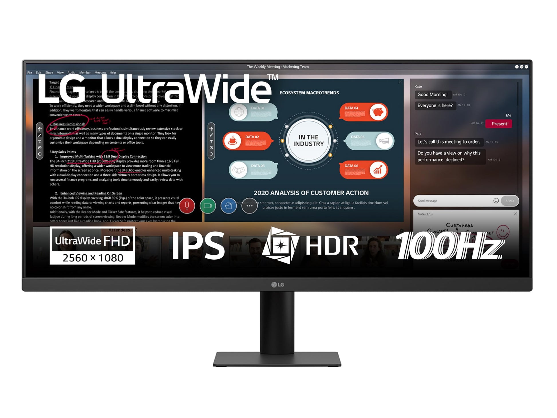 LG UltraWide 29U511A-B.AEU Ultra Large 29 Inch PC Monitor - IPS Panel UWFHD Resolution (2560 x 1080), 5ms GTG 100Hz, sRGB 99% (CIE1931), Tiltable