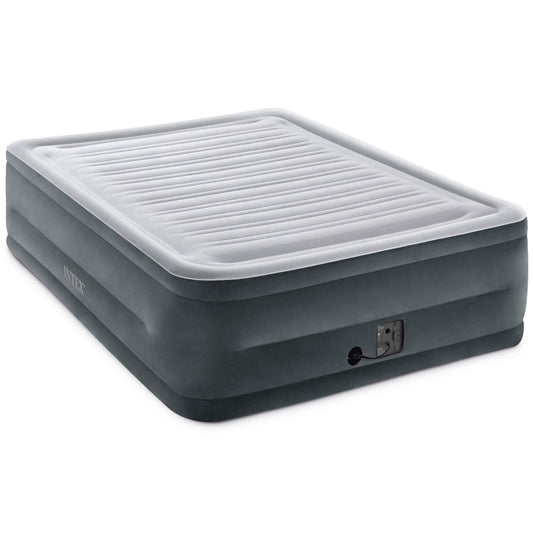 Intex 64417E Comfort Plush Elevated Dura-Beam Airbed with Built-in Electric Pump, Bed Height 22", Queen