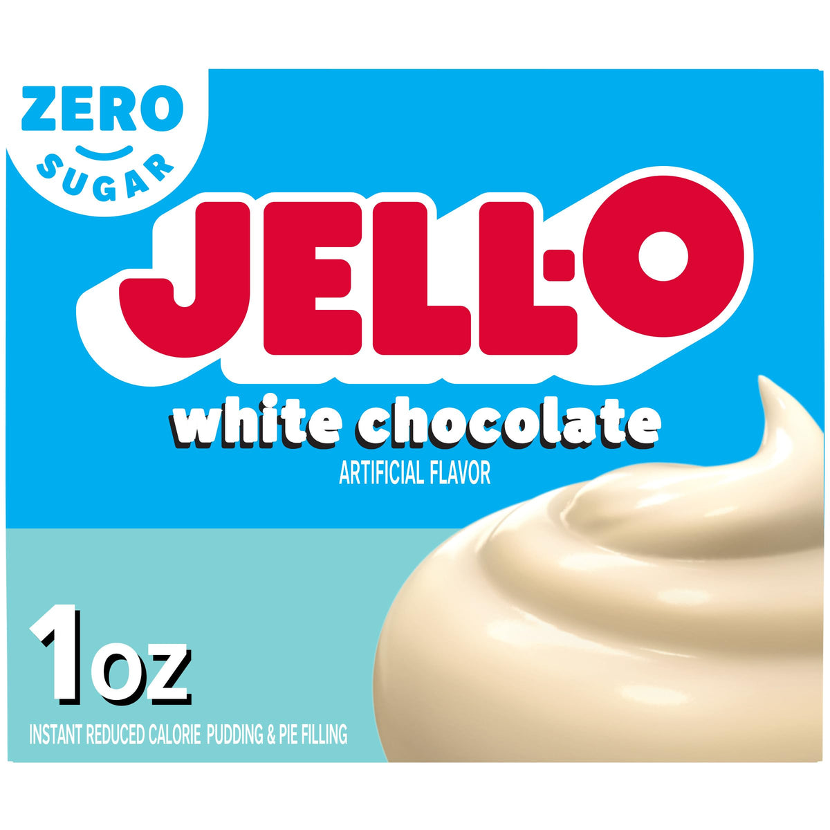 Jell-O Zero Sugar Instant Pudding & Pie Filling Mix, White Chocolate Flavor, Sugar Free & Fat Free Reduced Calorie Dessert for Baking, Pies & No-Bake Recipes, 1 oz (Pack of 24)