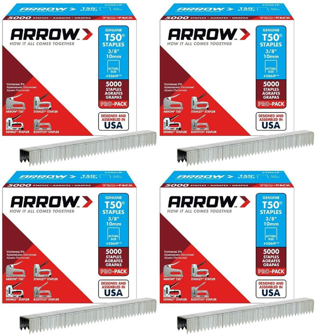 Arrow T50 3/8-Inch Staples 5000ct 4-Pack