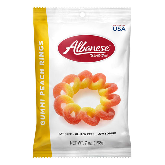 Albanese Gummi Peach Rings 7oz Pack of 12