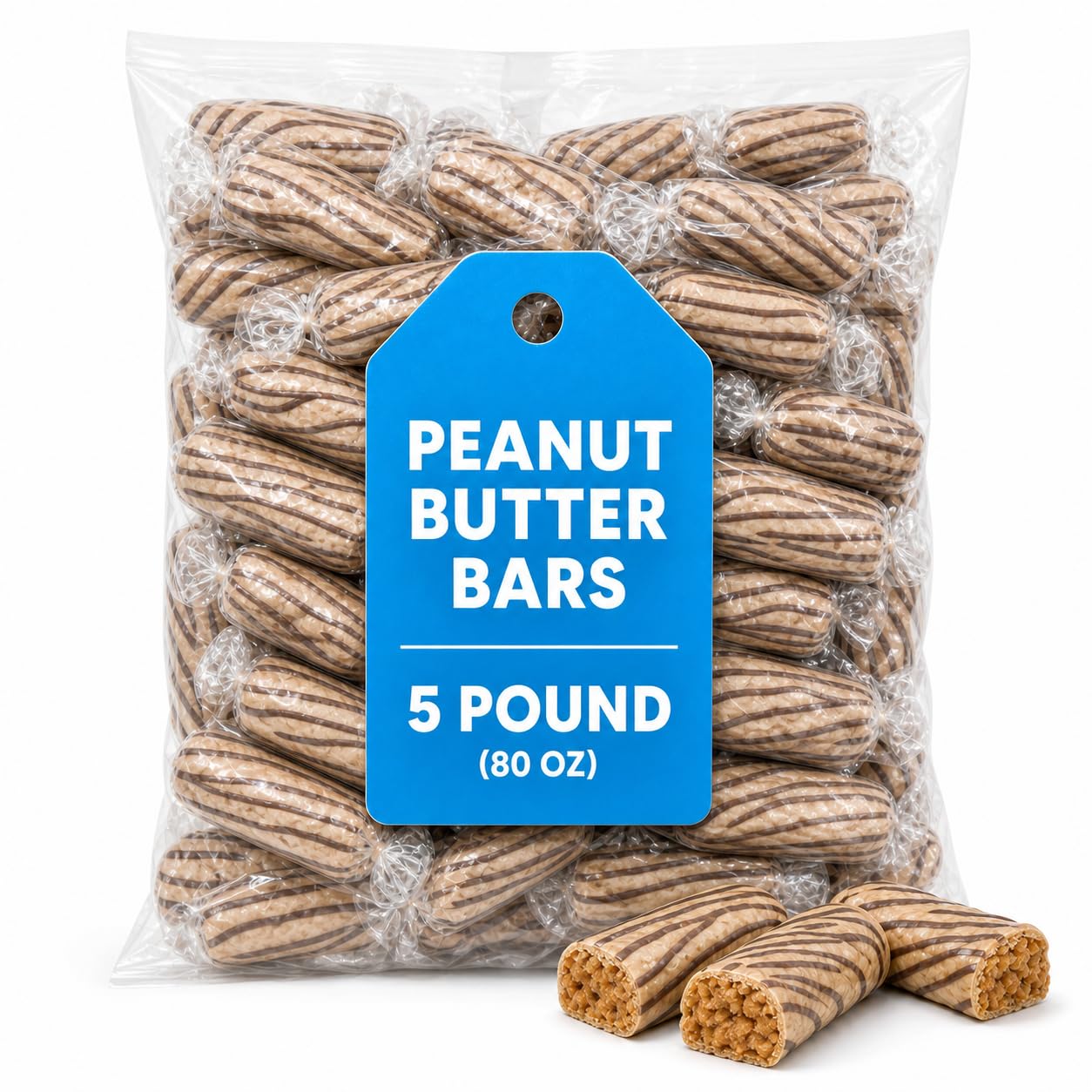 Peanut Butter Bars, 5 Pound Bulk Pack, Creamy Peanut Butter Chocolate Treats