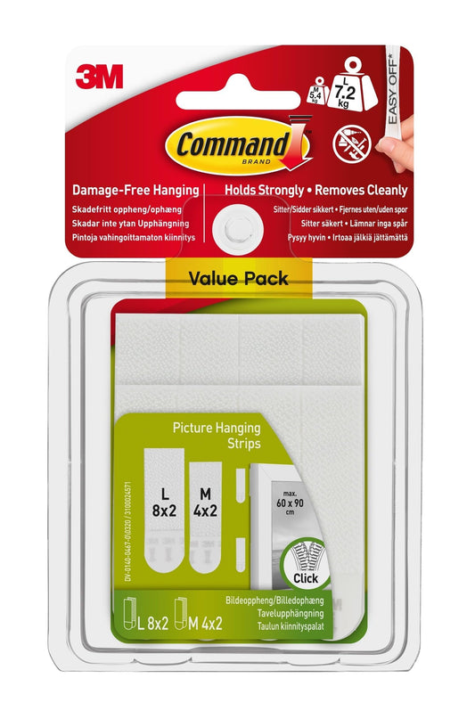 3M Command Medium & Large Picture Hanging Strips, 12 Pairs