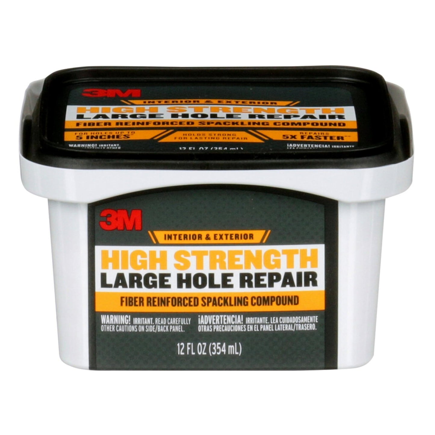 3M High Strength Fiber Reinforced Spackling Compound, 12 oz., Ideal for Large Hole Repair Cracks and Damaged Surfaces in Drywall, Plaster, Stucco, Concrete & Wood, For Easy Wall Repair (LHR-12-PC-12)