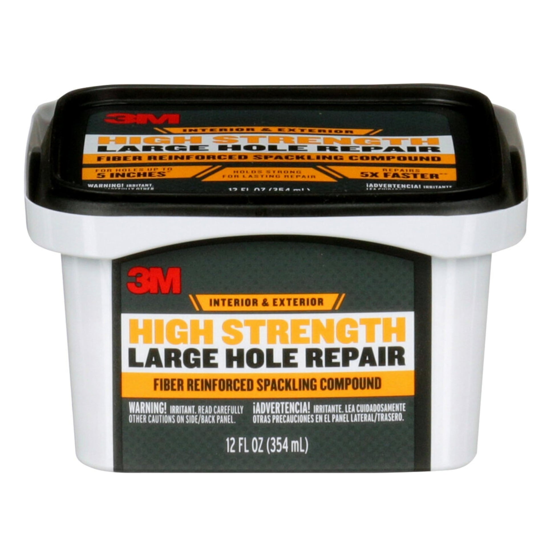3M High Strength Fiber Reinforced Spackling Compound, 12 oz., Ideal for Large Hole Repair Cracks and Damaged Surfaces in Drywall, Plaster, Stucco, Concrete & Wood, For Easy Wall Repair (LHR-12-PC-12)
