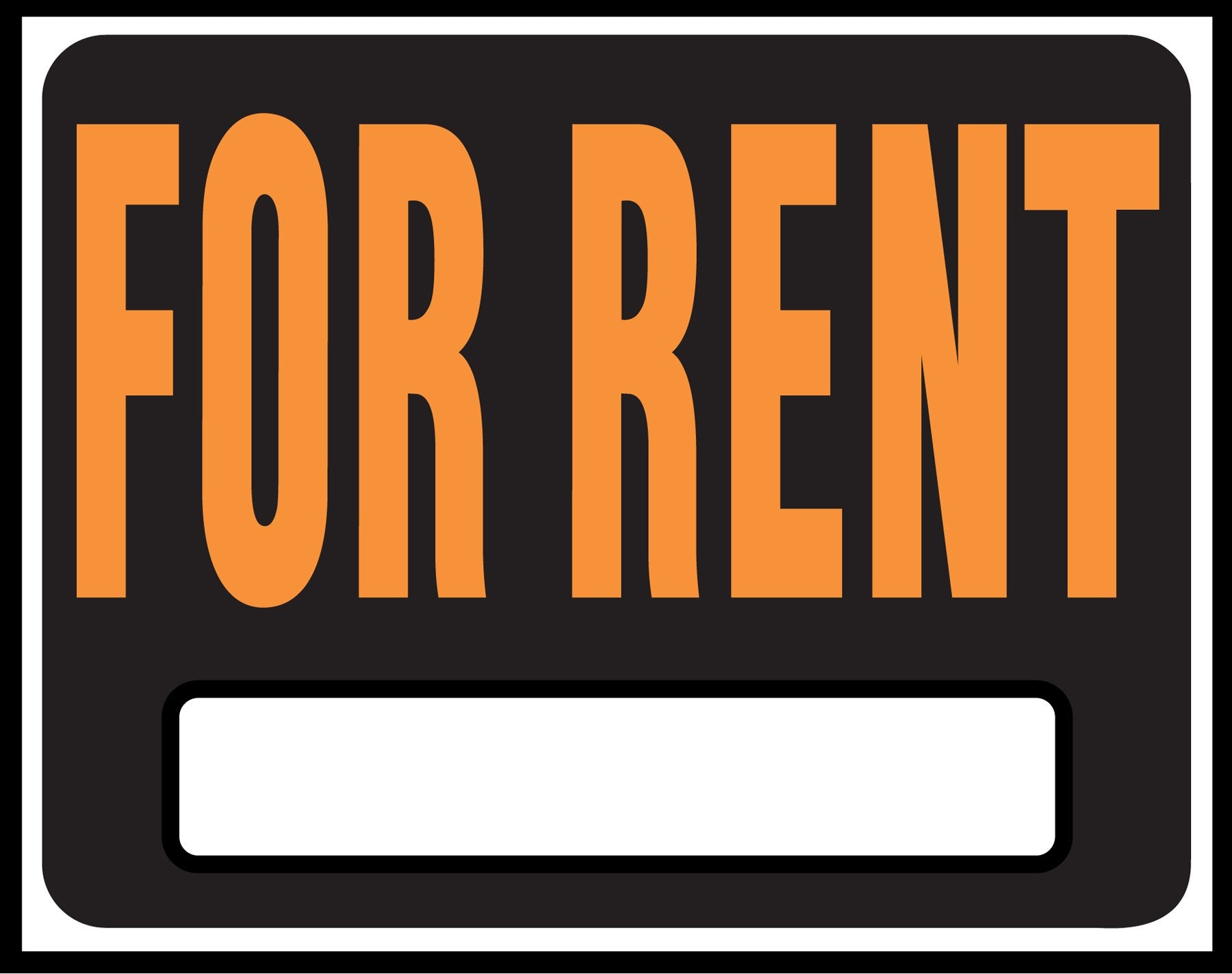 Hy-Ko SP-102 for Rent Jumbo Plastic Sign, 15" x 19", Orange/Black