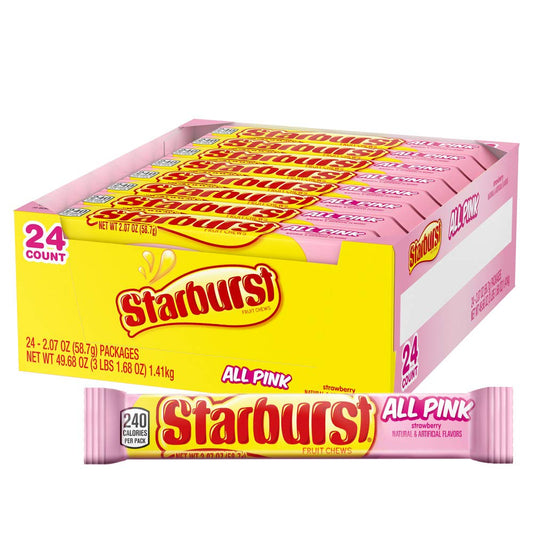 STARBURST All Pink Chewy Candy Bulk, 24 Packs