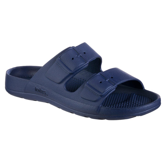 Totes Women's Double Buckle Wedge Sandal Navy 11