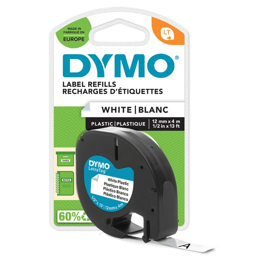 DYMO LetraTag Plastic Tape 12mm x 4m S0721660