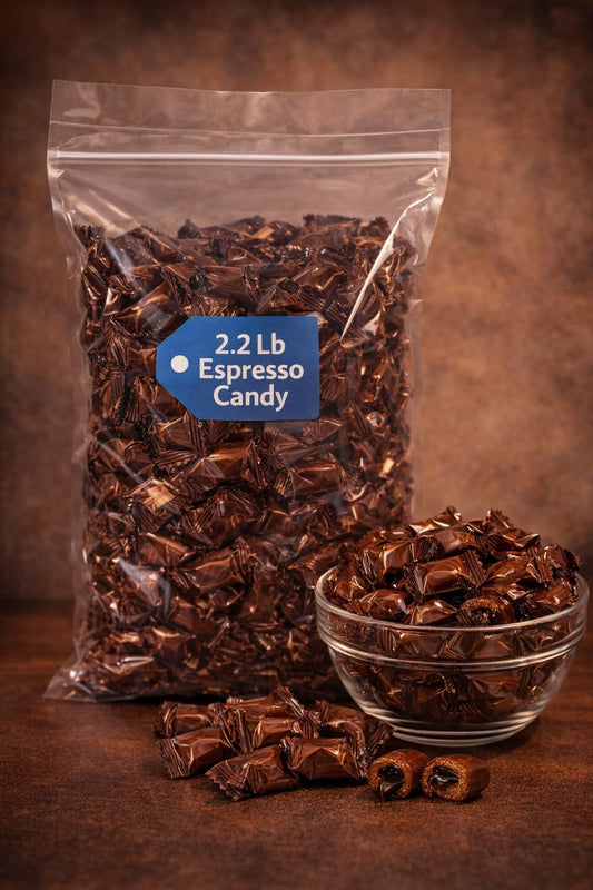 Bali's Best Espresso Candy, 2.2 Pound Bag, Individually Wrapped Hard Candy with Espresso Filled Center, Made with Real Sumatran Coffee, Halal