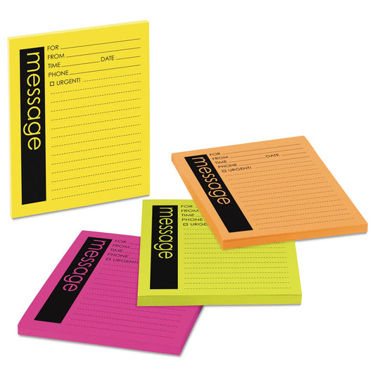 Post-it Super Sticky Notes, Telephone Message, 4 in x 5 in, Rio de Janeiro Collection, Lined, 4 Pads/Pack, 50 Sheets/Pad (7679-4-SS)