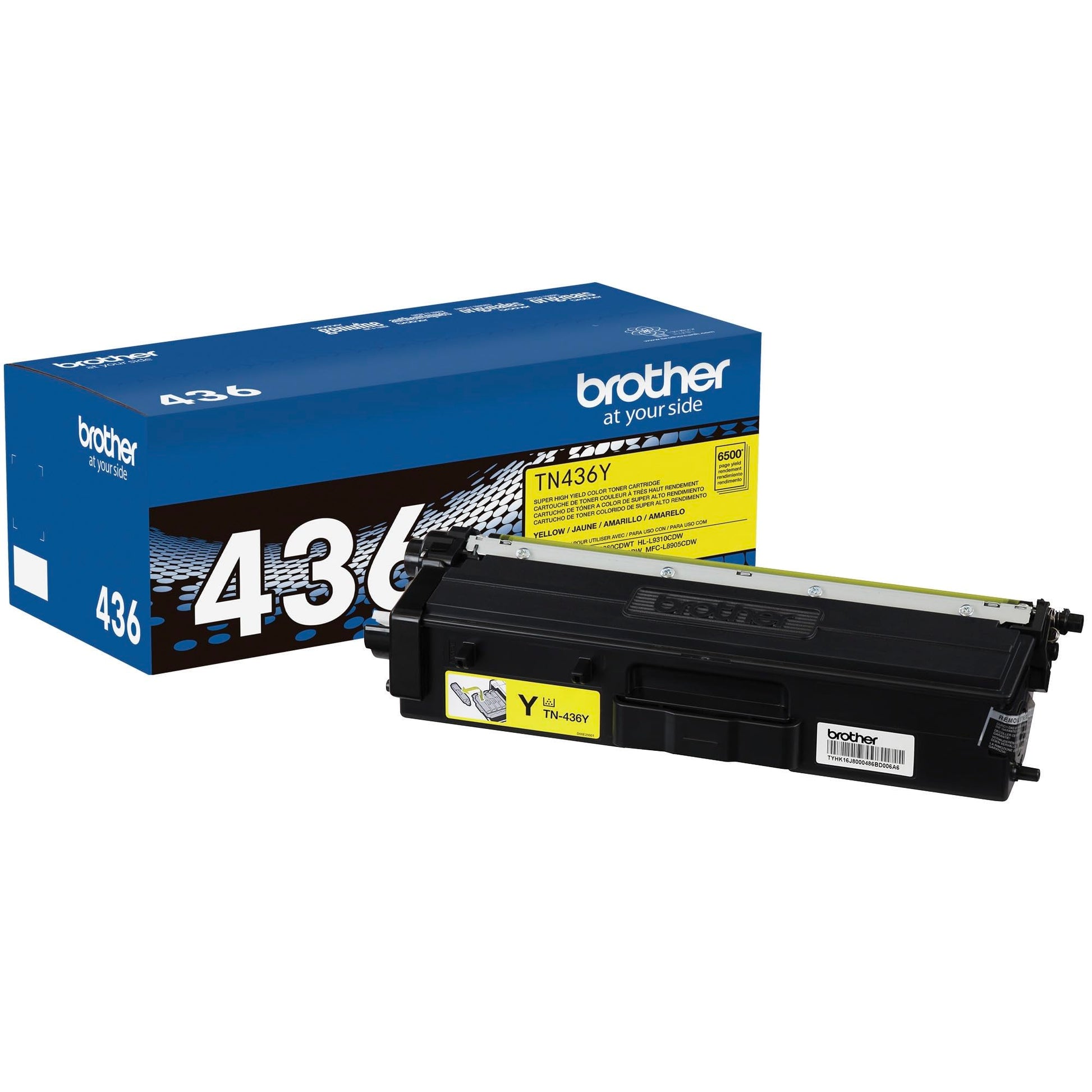 Genuine Super High Yield Toner Cartridge, TN436Y, Replacement Yellow Toner, Page Yield Up to 6,500 Pages, Amazon Dash Replenishment Cartridge, TN436