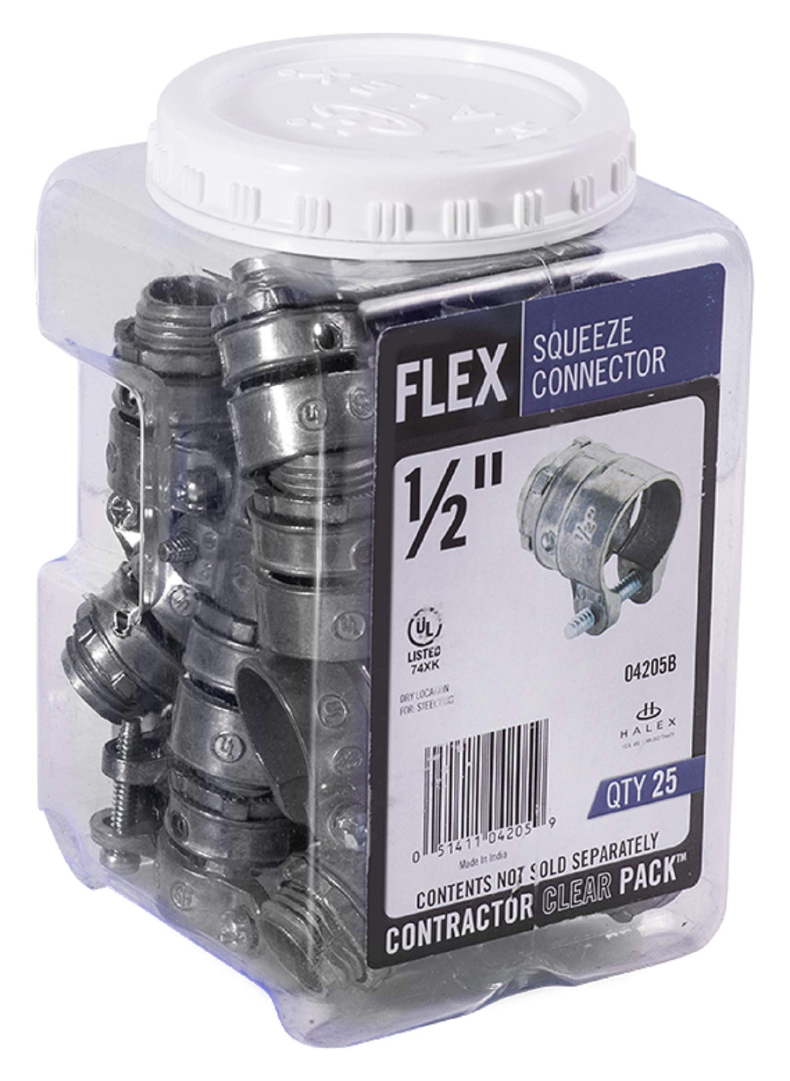 Halex Flex Conduit Squeeze Connector 1/2 in 25-Pack 04205B