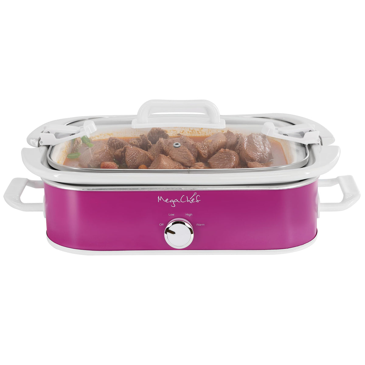 MegaChef 3.5 Quart Rectangle Slow Cooker Purple