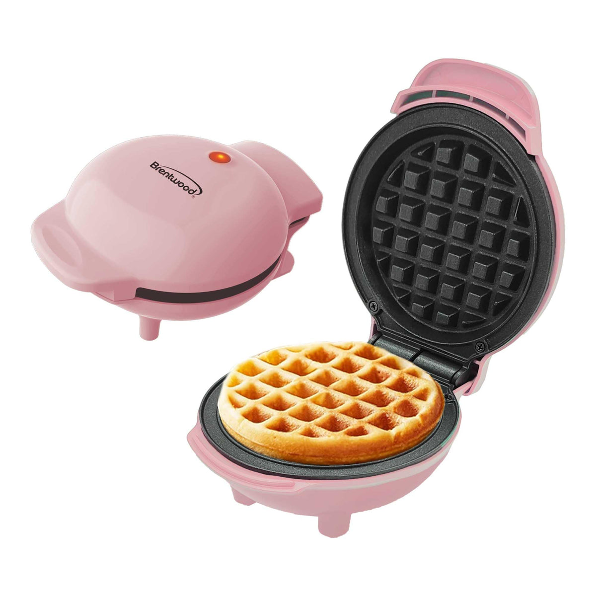 Brentwood 5" Non-Stick Mini Waffle Maker Pink