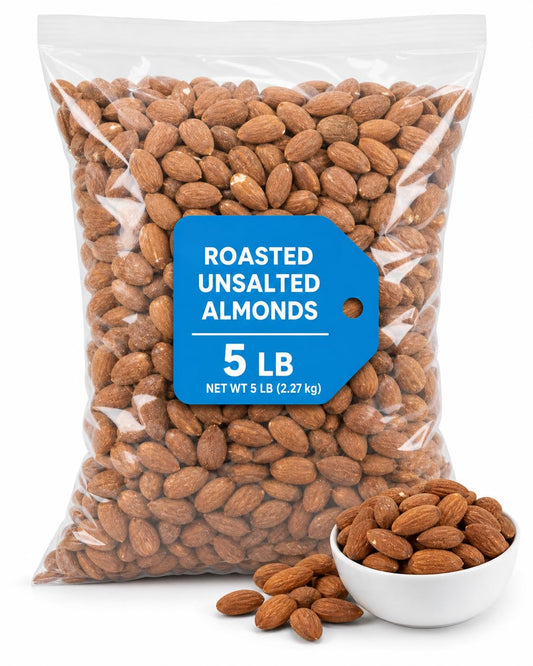 Wricley Roasted Unsalted Almonds 5 lb Bulk Bag