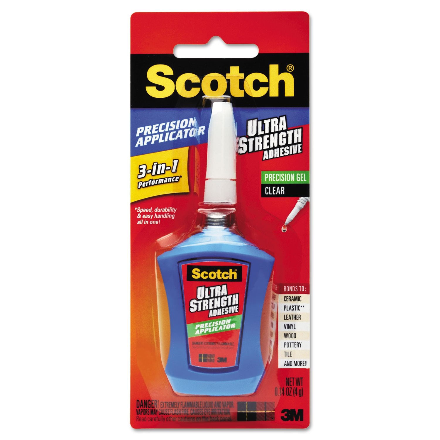 Scotch ADH670 Ultra Strength Adhesive Gel, Precision Applicator, 0.14 oz, Clear