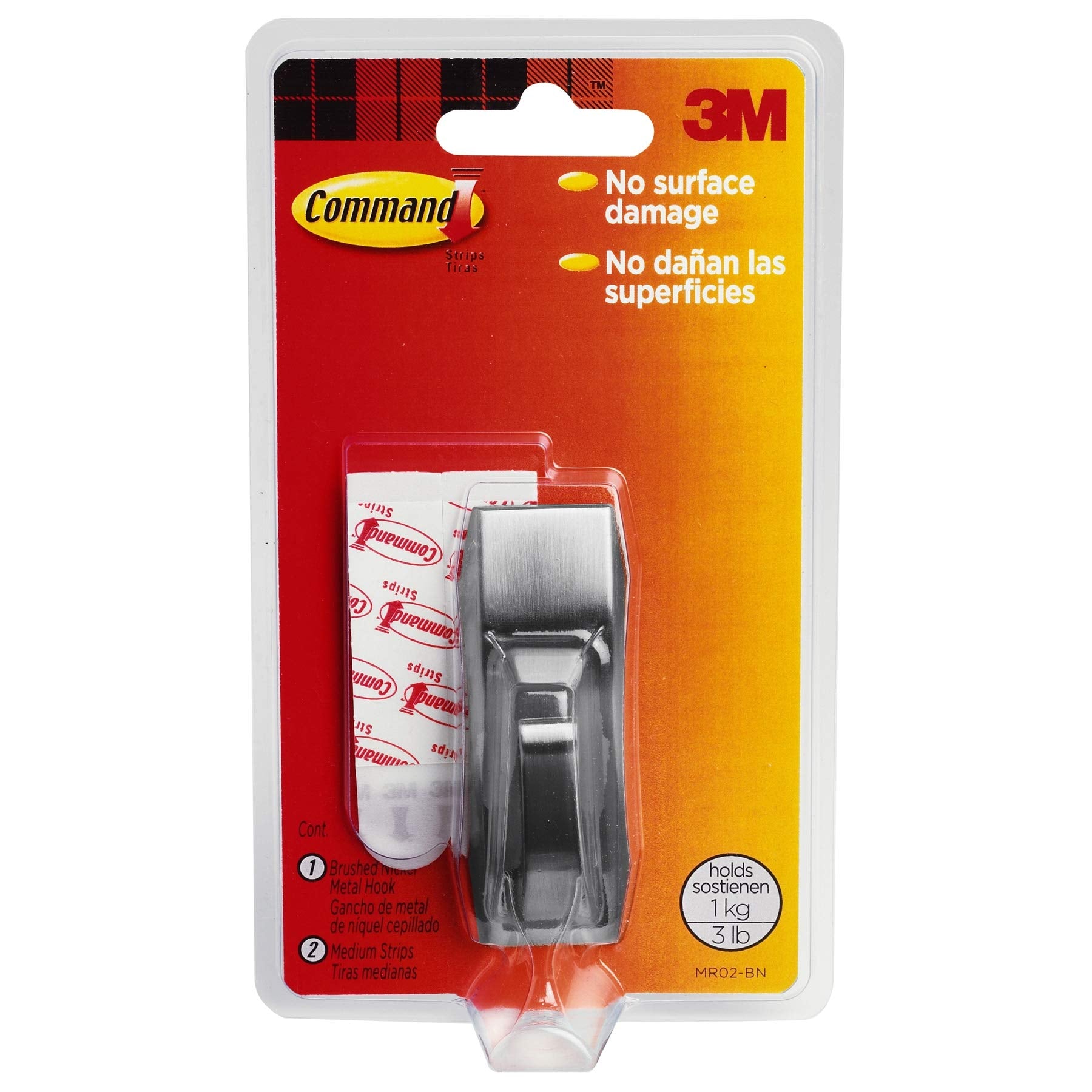 3M Command Strips Medium Metal Hook MR02-BN