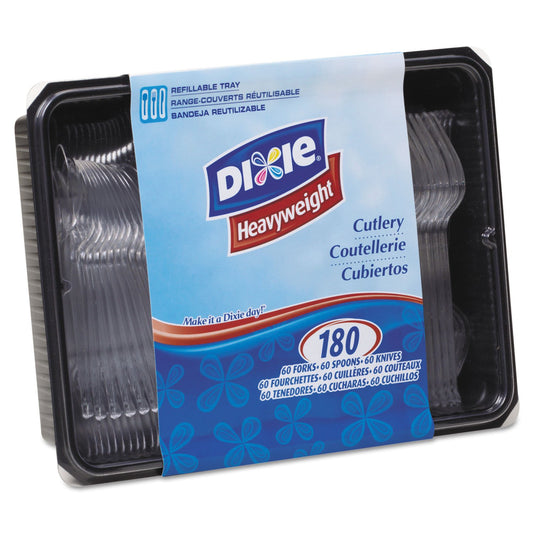 (60 packs of 180 pieces) Forks/Knives/Teaspoon Cutlery Tray in Clear by Dixie