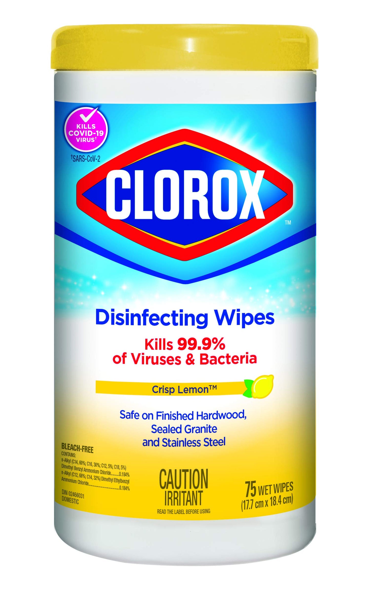 Clorox Disinfecting Wipes Lemon 75 Count