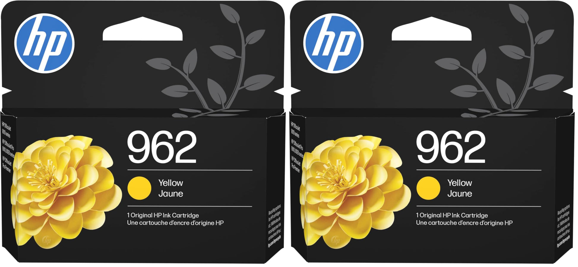HP 962 Yellow Ink Cartridge | Works with OfficeJet 9010,Pro 9010,9020 | Eligible for Instant Ink-| 3HZ98AN,(Pack of 2)