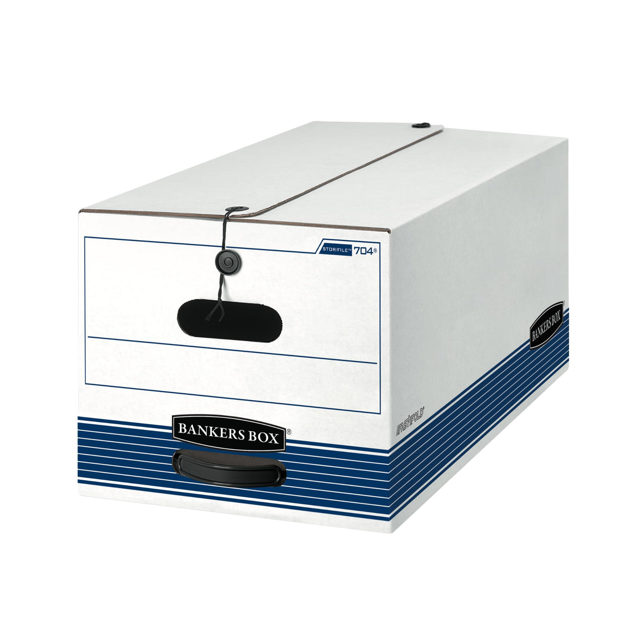 Fellowes 00704 Stor/File Storage Box, Letter, Button Tie, White/Blue, 12/Carton