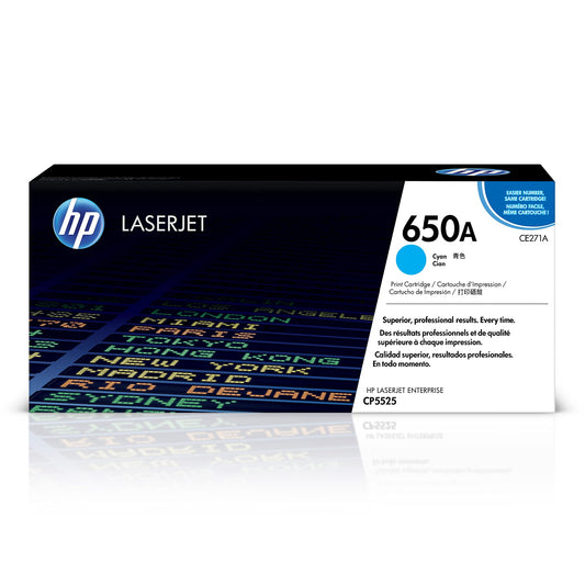 Replacement Laser Toner Cartridge for Hewlett Packard (HP) CE271A (650A) Cyan