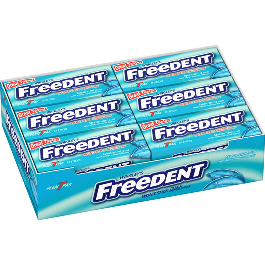 Wrigley Freedent Spearmint Plen-T-Pak 15 Stick 12 Pack