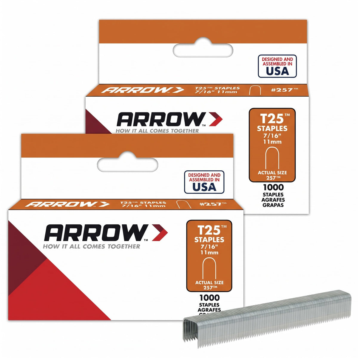 Arrow 257 T25/T2025 7/16-Inch Staples 2-Pack