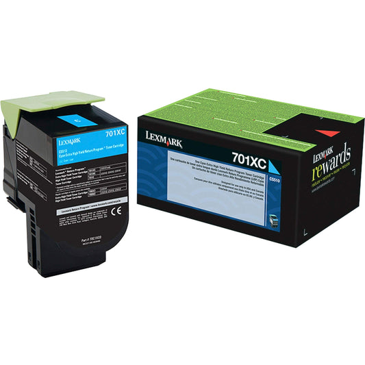 Lexmark - 70C1XC0 (LEX-701XC) Extra High-Yield Toner, 4000 Page-Yield, Cyan 70C1XC0 (DMi EA