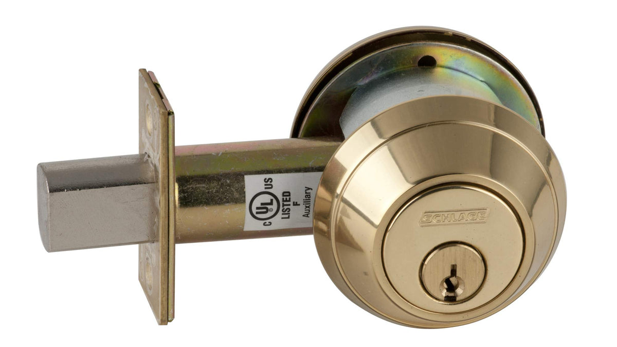 Schlage B660605 Grade 1 Single Cylinder Deadbolt, Satin Brass