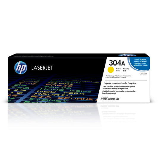 HP 304A Yellow Toner Cartridge | Works with HP Color LaserJet CM2320 MFP, HP Color LaserJet CP2025 Series | CC532A